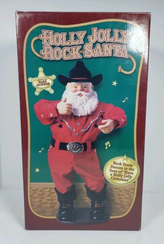 Vintage Holly Jolly Rock Santa Country Cowboy Dancing Alan Jackson Singing 1999