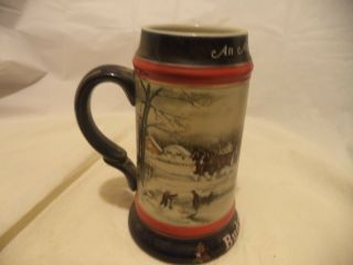 1990 Budweiser Holiday Beer Stein Mug " An American Tradition " Clydesdale Horses