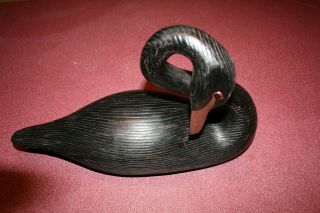 Hand Made Black Swan Wood Carved 16 1/2 