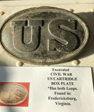 Very Fine Dug Civil War Us Cartridge Box Plate Fredericksburg Va