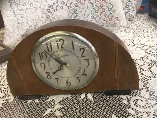 Vintage Wood Art Deco Sessions Self Starting Electric Mantle Shelf Clock Model W