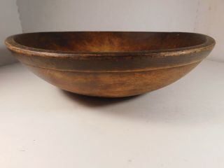 Vintage Munising Wooden Dough Bowl,  13 By 12 1/4 Inches,  3 1/4 Inches Tall