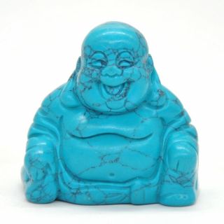 1.  4 " Laughing Maitreya Buddha Figurine Green Turquoise Crystal Healing Carving