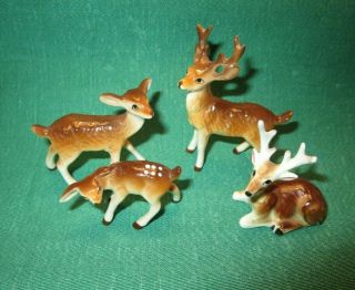 Vintage Set Of 4 Japan Bone China Miniature Deer