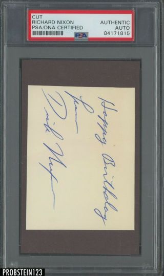 President Richard Nixon Signed Cut Auto Autograph Psa/dna