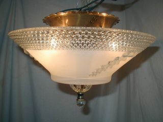 Vtg Antique Art Deco To Mcm Bubble Berwick Glass Shade Light Fixture Chandelier