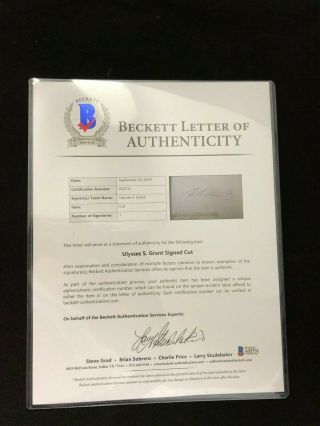 President U.  S.  Grant Signed Autographed Card BAS BECKETT LOA 2
