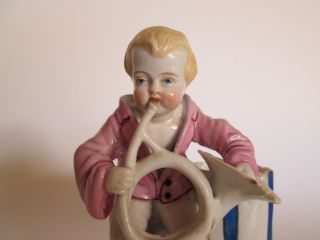 Antique 19th c porcelain figurine hornplayer boy match striker Conta Boehme type 2