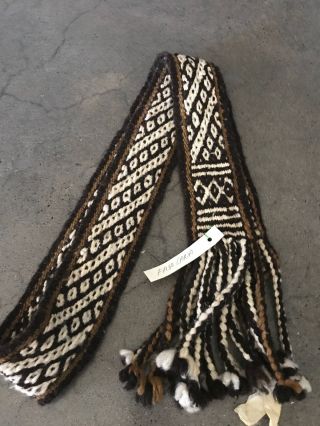 Vintage Native American Navajo Woven Wool Sash/belt 87 " (including 18 " Frindge)
