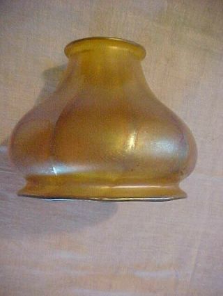 Steuben Aurene Tiffany Favrile Gold Iridescent Art Glass Lamp Shade 2 - 1/4 " E