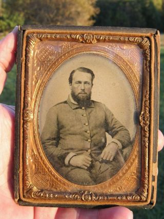 Rare Civil War Confederate Quarter Size Tintype,  ?north Carolina? Soldier,
