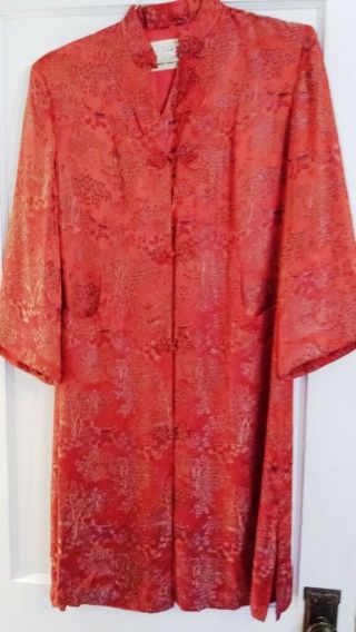 Vintage Chinese Peony Shanghai Embroidered Silk Jacket / Robe – Red Purple Gold