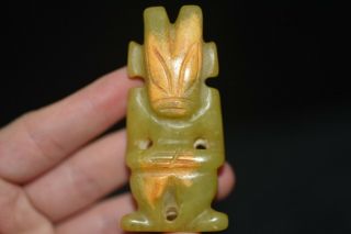 Old Chinese Neolithic Hongshan Jade Hand Carved Amulet Pendant D900