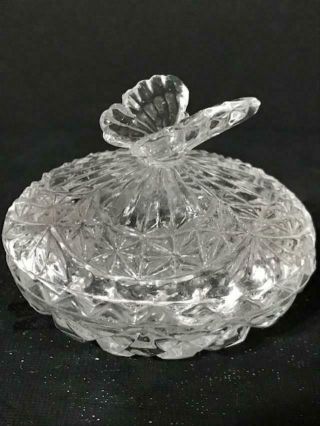 Gorgeous Clear Glass Faceted Butterfly Trinket Ring Dish Vintage