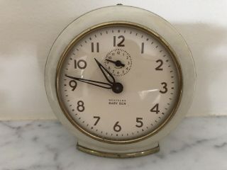 Vintage Retro Westclox Baby Ben Alarm Clock Ivory Running Keeps Good Time
