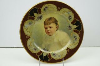 Vienna Art Plates Maroon Border 9.  5 " Metal Portrait 16a Baby Anger Baking 1905