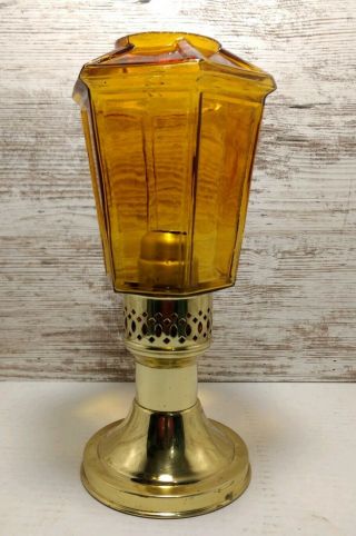 ✨vintage Mason Candlelight Co.  Jersey Spring Loaded Candle Lamp Amber Glass