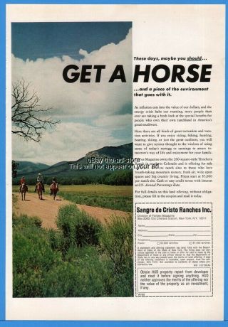 1974 Sangre De Cristo Ranches Colorado Land Trinchera Ranch Real Estate Ad