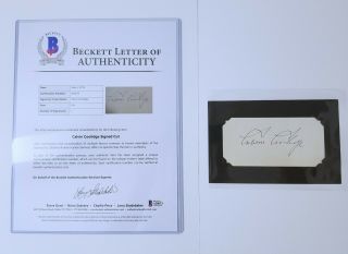 President Calvin Coolidge Signed Autographed Card Bas Beckett Loa
