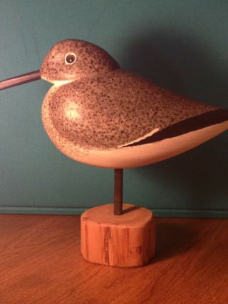 Vintage Hand Carved Wooden Bird Signed By Artists Roy And Amy Smith,  " Dunlin ".