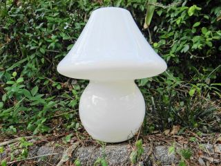 Vintage Mid Century Modern Mushroom White Opaque Glass Lamp