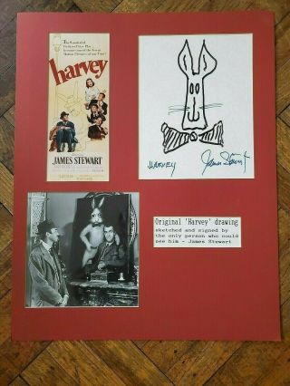 Actor James Stewart Signed Harvey Hand Drawing -