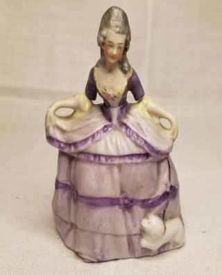 Vintage German Lady Porcelain Perfume Scent Bottle W/ Dog
