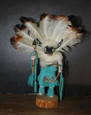 Authentic Vtg Hand Crafted Navajo Kachina Doll " Black Ogre " Signed By Artist
