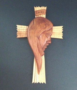 Wood Carved Crucifix With Figure Of Jesus 