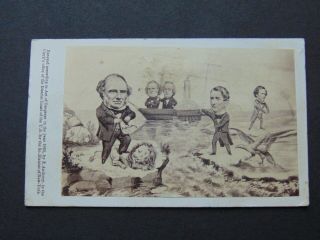 C.  1862 - The Great Surrender - Rare Civil War Cdv Cartoon - The Trent Affair