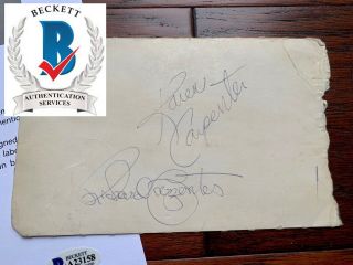 Karen & Richard Carpenter Bas Loa Autograph Signed Sheet The Carpenters