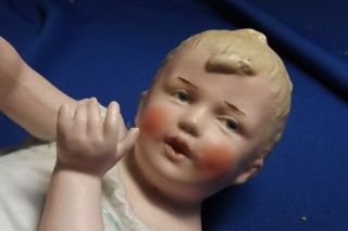 Antique German Gebruder Heubach 7 1/4” Piano Baby Doll Bisque Figurine Signed 2
