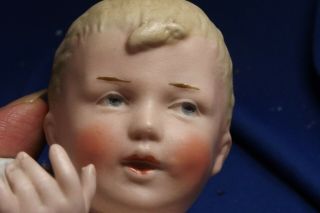 Antique German Gebruder Heubach 7 1/4” Piano Baby Doll Bisque Figurine Signed 3