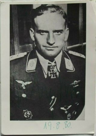 Hans Ulrich Rudel Wwii German Stucker Pilot Awarded Iron Cross Signed Photo