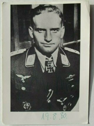 Hans Ulrich Rudel WWII German Stucker Pilot Awarded Iron Cross Signed Photo 3