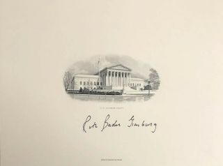 Ruth Bader Ginsburg Authentic Signed Supreme Court Engraving Bill Clinton Nomin.