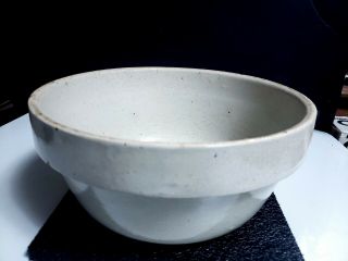 Antique 1900s Era Primitive 10 " Crock Stoneware Salt Glazed Dough Mixing Bowl