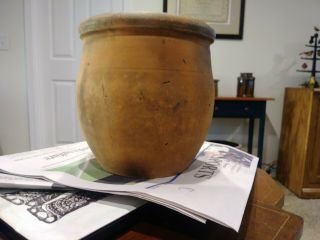 Antique 7 Inch Redware Crock.  Attributed To Washington Co.  Maryland