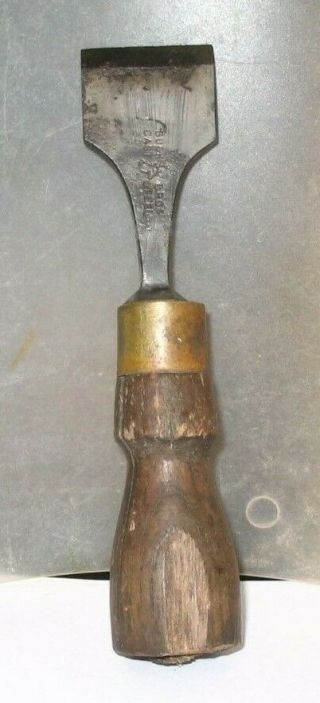 Antique Chisel - Buck Bros Cast Steel Wood Handle Brass Finel
