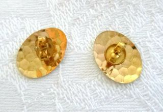 Vintage 14K Yellow Gold Oval Earrings Hammered Look 1.  0 Grams 2