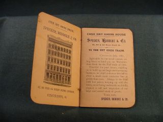 1881 Specker Buddeke & Co Cincinnati Ohio Dry Goods House Pocket Note Book Ba64