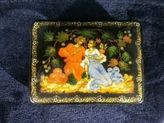 Vintage Russian Palekh Hand Painted Lacquered Box