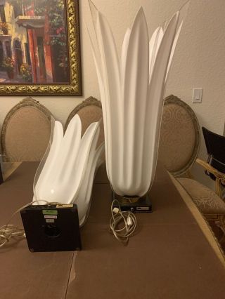 Rougier Lamps " Set Of 2 " White Acrylic Mid - Century Modern