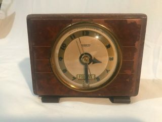 Vintage Hammond Synchronous Electric Mantel Alarm Clock With Date