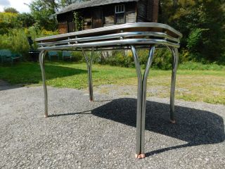 Vintage Made 1953 Mid Century Modern Ice Crackle Chrome Orbs Kitchen Table