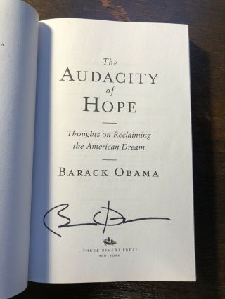 Signed Barack Obama Audacity Of Hope Signed Book