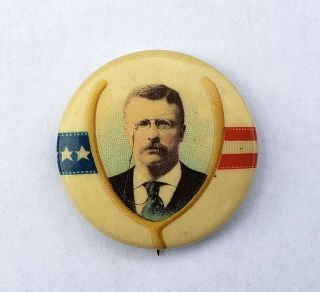 Vintage 1904 Teddy Theodore Roosevelt Political Campaign Pinback Button Wishbone