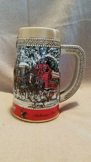 1987 C Series Anheuser Budweiser Beer Clydesdale Holiday Stein