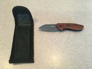Dekalb Pocket Knife Stainles Steel Blade W/ Wood Grain Handle