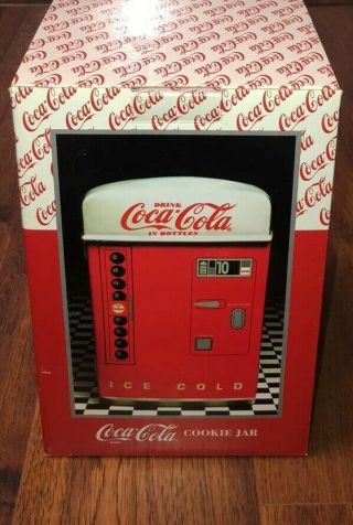 Vintage Coca Cola Cookie Jar 1995 Vending Machine Coke Ceramic Canister Enesco